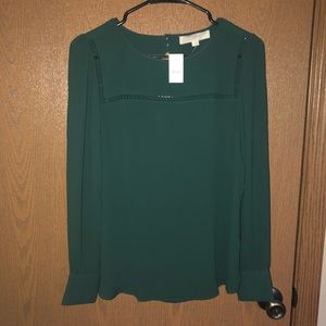 LOFT dark green blouse